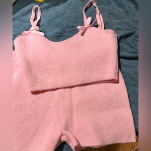 Dolls Kill Pink Fuzzy Pajama Set